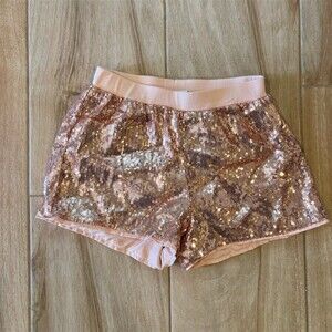 H&M Girls Shorts Size 10 Pink Sequin Pull-On Elastic Waist Lined Party
